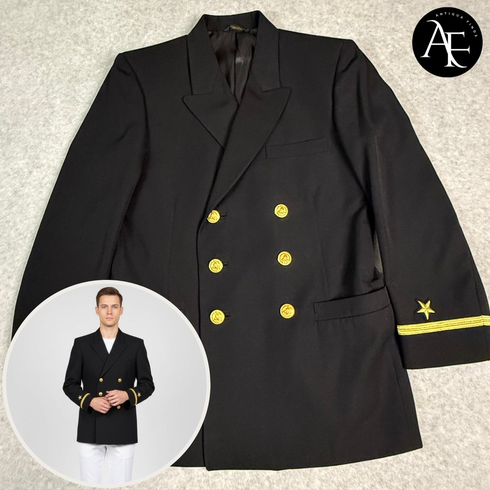 U.S. NAVY OFFICER Mens Blazer 36S Double-Breasted Service Dress Coat Gold Button